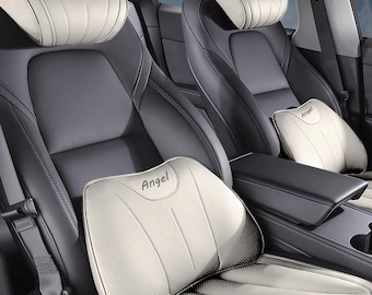 Custom-designed and ergonomically contoured Nappa leather car headrests seat cushions lumbar supports help relieve fatigue drivers Off-White