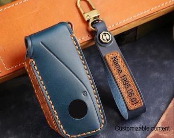 Personalized HandSewn high quality Cowhide Leather Car Key Fob Cover for BMW 7 Series 740/760i, i5, i7, iX, X1, X5, X6, X7, XM 2023-2025