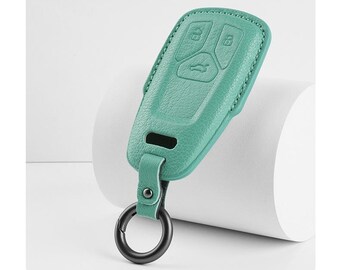 Personalized HandSewn Sheepshin Key Fob Cover for Audi A4 B9 A5 SQ5 D5 A6 A7 C8 A8 F5 S4 S5 RS4 RS5 Q5 Q7 TT TTS ,colorful key case
