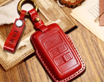 Personalized HandSewn new type genuine leather Key Fob Cover for Range Rover Jaguar XE XJXF Land Rover Sport Velar Evoque Defender Discovery