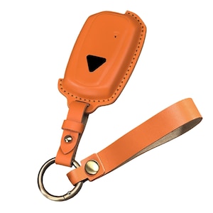 Funda para llave de motocicleta Triumph Speed Triple Rocket 3 Tiger, de cuero genuino cosida a mano y personalizada. Naranja