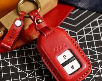 Personalized HandSewn Key Fob Cover Fits for Honda leather Honda Accord Civic CR-V HRV Jazz R Honda Accessories Honda Key Chain