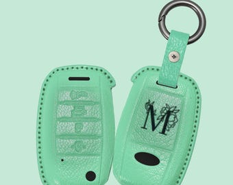 Personalized Goatskin Leather Key Cover Fits for Kia Soul 2018 Sportage 2016 Optima 2015 Sorento 2017 Forte Rio Key Protection Shell