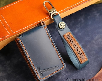 Funda para llave de coche de piel de vaca de alta calidad, personalizada y hecha a mano, compatible con Volvo EX30 EX90 Polestar 3 Polestar 4