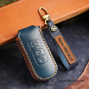 Personalized HandSewn high quality Cowhide Leather Car Key Fob Cover for Mazda 2 3 5 6 cx-3 cx-5 cx-7 cx-9 MX-5(2,3Button)