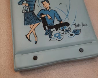 Vintage "Date Line Rhythm Tote" fodral för 45 varv/min vinylskivor