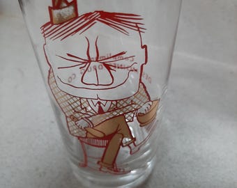 Vaso alto vintage publicitario de Des Moines Drug Co., 1960 "Tal cual"