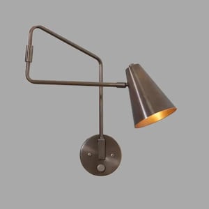 Mid Century Swing Arm Brass Wall Sconce Light Fixture Vintage Modern Lamp