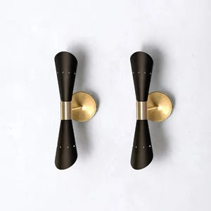 Mid Century Wall Sconce Modern Brass Italiane Stilnovo Black Wall Lamp Light Fixture.