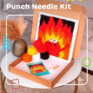 Beginner Punch Needle Kit, Punch Needle Kit, Needle Punch Kit with Yarn, Tufted Rug, Kit Punch Needle,Embroidery Kit, All Materials Included