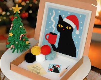 Christmas Beginner Punch Needle Kit Embroidery DIY Craft with Yarn