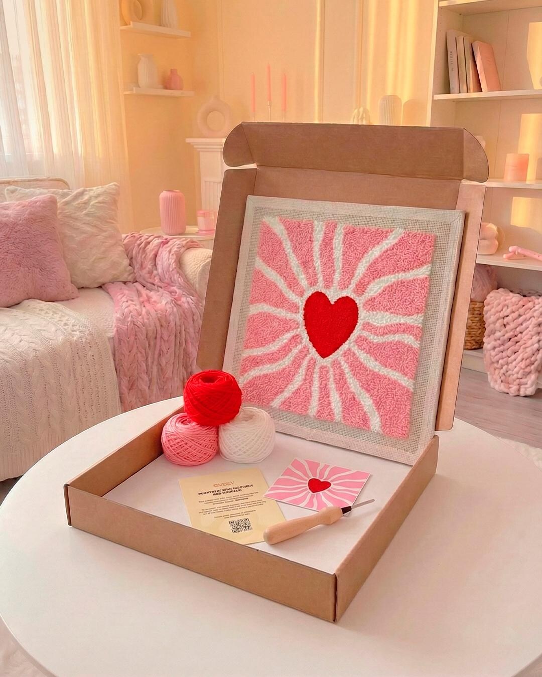 Valentine Heart Punch Needle Kit – Cozy Beginner Embroidery Craft - Etsy