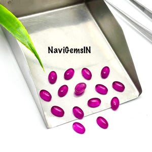 Synthetic Ruby Jade (Various Sizes) Oval Cabochon | Magenta Pink Gemstone| Hot Pink Oval Stone Loose Gemstone | Jewelry Making.
