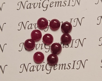 Gema cabochão redonda de rubi jade natural AAA (1,5-15 mm)