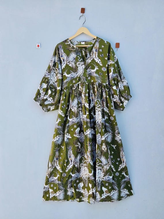 Handmade Cotton Midi Dress, Summer Tunic Dress, Casual Long Dress, Comfortable Everyday Wear
