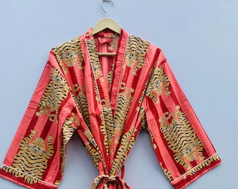 Batas de kimono de algodón de color muy único / Batas para usar en la playa / Batas de manga larga / Kimono para usar en el verano / Batas de dama de honor / Regalo para ella.