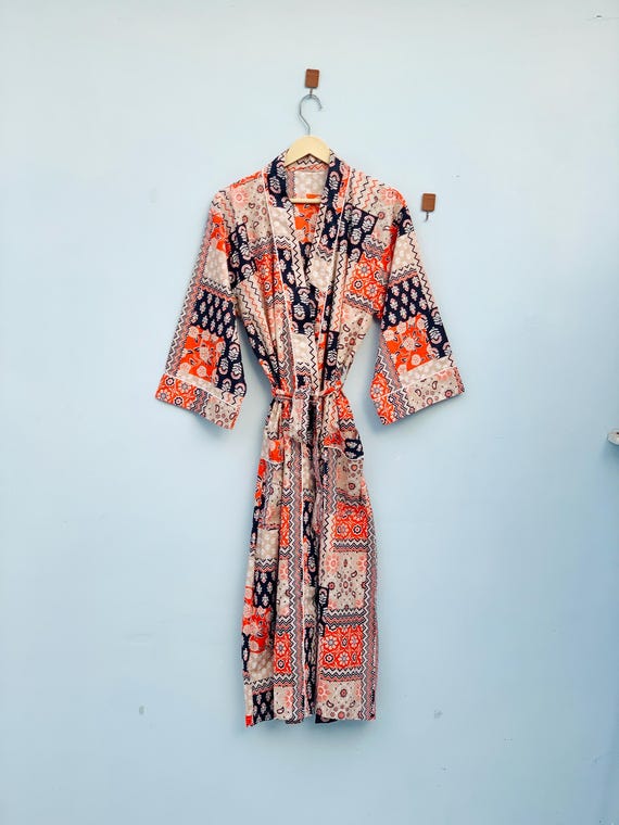 light weight ladies dressing gown Handmade Cotton Robe for Women, Lightweight Gown, Printed Lounge Robe, Boho Spa Robe, Comfortable Gift for Her Ygroup_KA6ER2W3