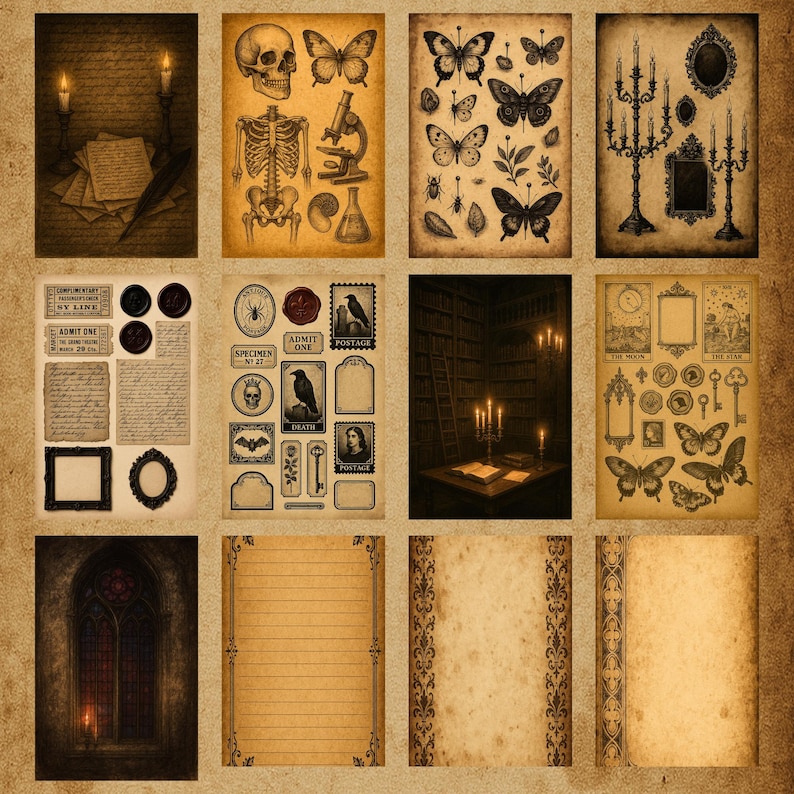 Digital Junk Journal Kit – Victorian Gothic Printable Pages & Ephemera ...