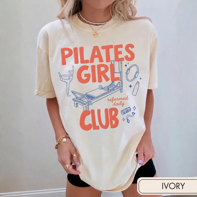 Pilates-tröja för dagliga Pilates-tröjor, Pilates-tjejklubbtröja, rolig Pilates-present, gymflicka i komfortfärger, Pilates-älskare i Reformer-stil bild 3