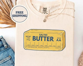 Comfort Colors® 3D-smörskjorta och sweatshirt | Stor retro kulinarisk saltat smör-tröja | Roliga matlagnings- och bakpresenter för bagare