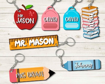 Custom Kids Backpack Name Tag Svg Bundle, Kids Bag Tag Svg, Back To School Keychain Svg, Laser Cut Files, Teacher Svg, Glowforge Cricut