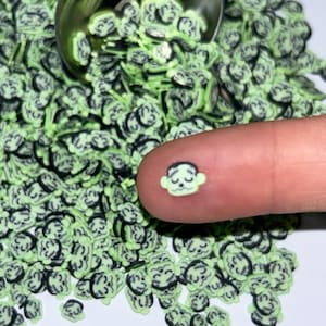 Halloween Clay Slices: Frankenstein, Sprinkles for Slime, Tumbler, Crafting Sprinkles Resin Craft, Art Supplies, Snowglobe, Nail Art Green