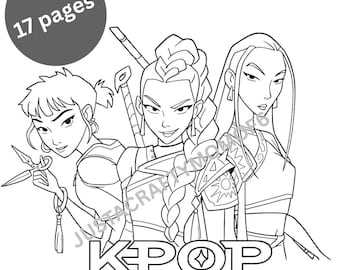 K-Pop Demon Hunters Digital Coloring Book | Anime Inspired Printable Pages