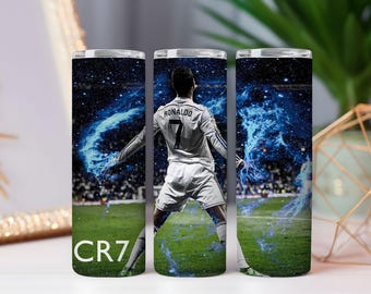 Paquete de 3 vasos de Cristiano Ronaldo CR7: regalo para aficionados al fútbol, vaso de fútbol personalizado