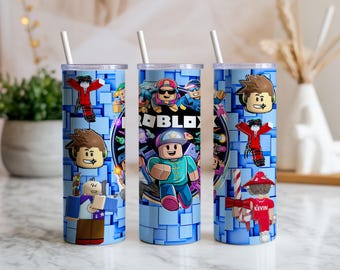 Envoltura para vaso de Roblox / Diseño pop-art de avatares de videojuegos (PNG, vasos de 20 oz)