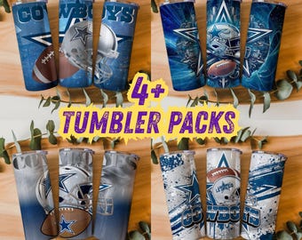 Paquete de 4 envoltorios para vasos de Cowboys futuristas: casco de fútbol americano de ciencia ficción neón PNG