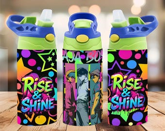 Envoltura para vaso infantil de 12 oz de KPOP Huntrix Demon Hunters PNG / Diseño de sublimación para botellas y vasos K-Pop
