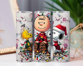 Envoltorio de vaso con diseño de mascotas navideñas PNG – Diseño de luces navideñas (Descarga digital)