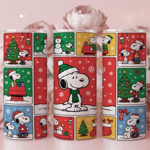 Cartoon Dog Christmas Tumbler Wrap: Winter Holiday Design (PNG)