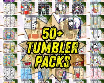 Paquete de más de 50 envoltorios para vasos con diseño de perros de dibujos animados: diseño de sublimación de 20 oz (descarga digital)