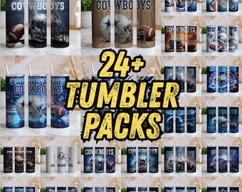 Envoltura para vaso de fútbol americano del oeste (PNG) / Más de 24 diseños deportivos (descarga digital)