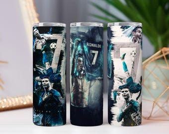 Diseños de envolturas para vasos de Ronaldo / Arte de fanático del fútbol de CR7 (PNG)