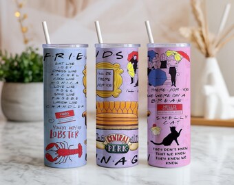 Envoltura para vaso con collage de cafetería PNG / Marco de sofá retro con citas de paraguas / 20 oz recto y cónico / Descarga digital por sublimación