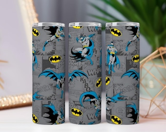 Envoltorio para vaso de Batman: diseño de cómic retro (PNG)