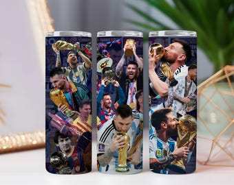 Paquete de 2 envoltorios para vasos de Lionel Messi / Collage de leyenda del fútbol (descarga digital)
