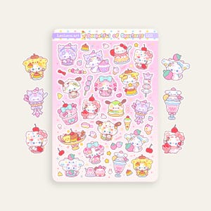 Sticker Sheet Pocketful of Sweetness Sticker | Cute Animal Dessert Sticker | Planner Stickers | Journal Stickers | Kawaii Notebooks Stickers