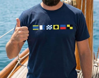 Personalized Name In Nautical Flag Shirt, Custom Captain Shirt, Maritime Signal Flag Shirt, Nautical Flag Shirt, Maritime Flag T-Shirt