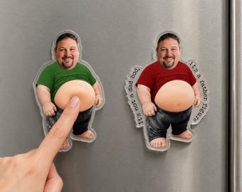 Personalized Dad Portrait From Photo Fridge Magnet, Funny Face Gift For Dad Bod, Father's Day Gift For Papa, Husband Custom Face Magnet Gift