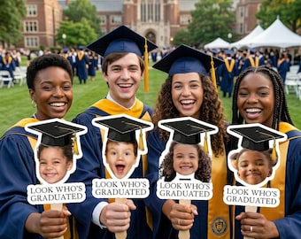 Custom Vintage Childhood Photo Graduation Gift Personalized Graduation Fan, Class Of 2026 Funny Face Prop, Senior Ceremony Hand Fan