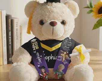 Personalized On Your Graduation Day Memorial Graduation Teddy Bear Set, Graduation Plush, Graduation Keepsake, Class of 2026, Memorial Gift