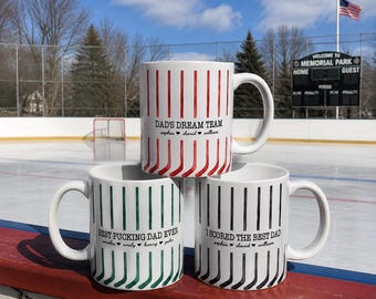 Personalized Best Hockey Dad Mug, Custom Kids Names Coffee Cup Father's Day Gift For Dad, Husband, Sport Dad Gift from Daughter Son