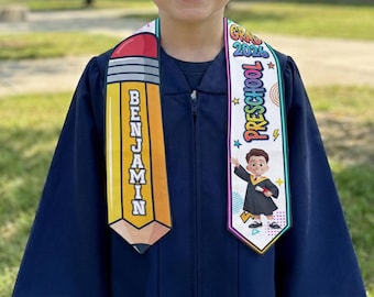 Personalized Preschool Kindergarten Stole Sash, Custom Photo Class Of 2026 Name, Graduation Gift For Son Daughter Kids
