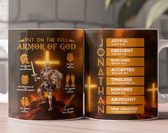 Put On The Full Armor Of God - Personalized Mug, Christian Gift, Religious Gift, Custom Name Mug, Bible Mug, Cross Gift