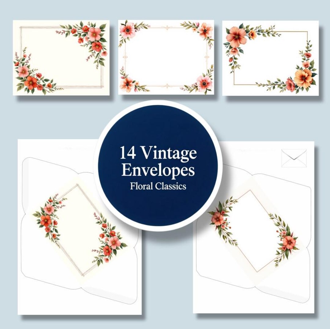 Vintage Floral Envelopes, Printable Paper (14 Classic Designs) - Etsy