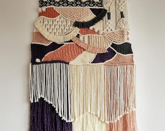 Contemporary Colourful Textile Artwork - Handmade Fibre Art Wall Hanging - Macramé and Hand Woven Tapestry