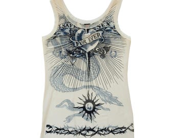 Jean Paul Gaultier メッシュタンクトップ Jean Paul Gaultier Beige Mesh Medallion Print Tank Top | Harrods US